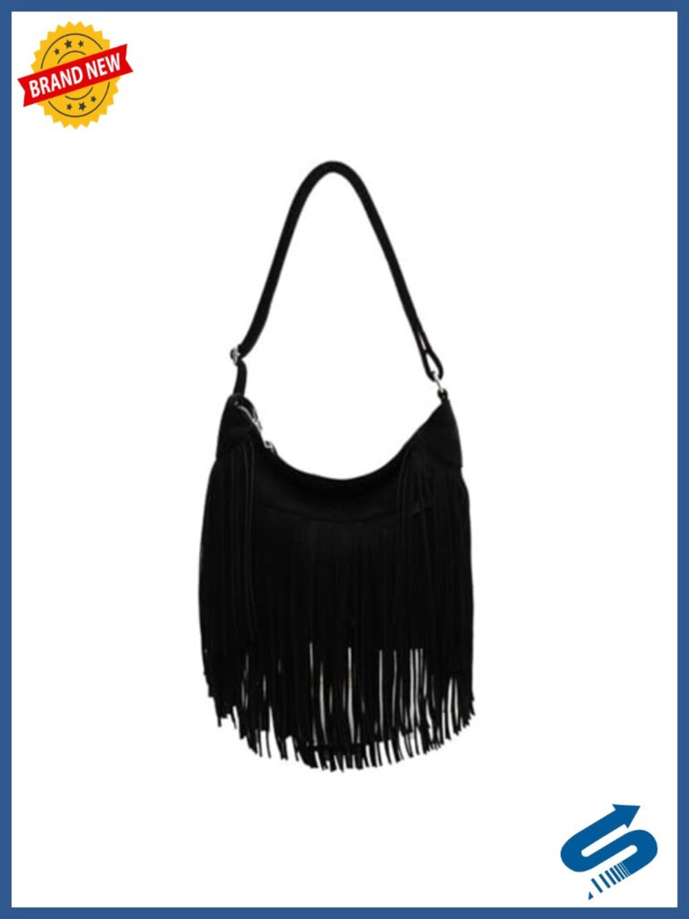 Vintage Style Suede Fringe Hobo Bag Tote Crossbody Shoulder Purse Western